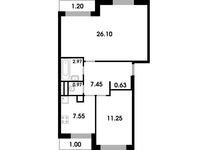 Планировка 2-комнатной квартиры, 59,02 м2