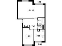 Планировка 2-комнатной квартиры, 59,22 м2
