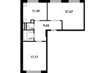 Планировка 2-комнатной квартиры, 63,89 м2