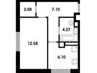 Планировка 1-комнатной квартиры, 32,43 м2