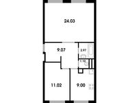 Планировка 2-комнатной квартиры, 57,19 м2