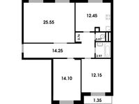 Планировка 3-комнатной квартиры, 84 м2