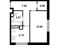 Планировка 1-комнатной квартиры, 32 м2