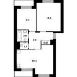 Планировка 2-комнатной квартиры, 59 м2