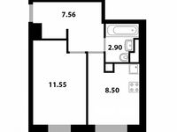Планировка 1-комнатной квартиры, 30 м2