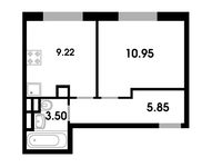 Планировка 1-комнатной квартиры, 29 м2