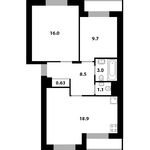 Планировка 2-комнатной квартиры, 59 м2