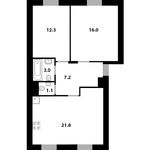 Планировка 2-комнатной квартиры, 62,43 м2
