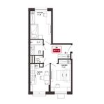 Планировка 2-комнатной квартиры, 45 м2