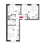 Планировка 2-комнатной квартиры, 63 м2