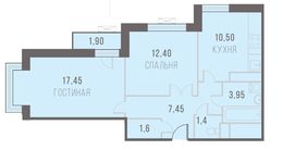 Планировка 2-комнатной квартиры, 55,7 м2