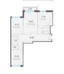 Планировка 3-комнатной квартиры, 73,55 м2