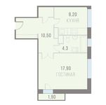 Планировка 1-комнатной квартиры, 44,2 м2