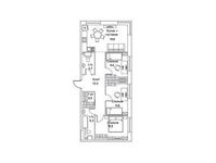 Планировка 3-комнатной квартиры, 77 м2