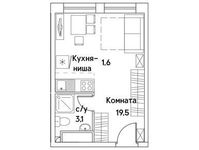 Планировка квартиры студии, 23,3 м2
