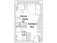 Планировка квартиры студии, 25,1 м2