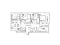 Планировка 4-комнатной квартиры, 77,2 м2