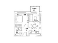 Планировка 1-комнатной квартиры, 39,9 м2