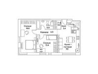 Планировка 2-комнатной квартиры, 66,9 м2