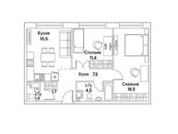 Планировка 2-комнатной квартиры, 58,9 м2