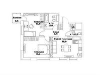 Планировка 2-комнатной квартиры, 67,3 м2