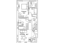 Планировка 3-комнатной квартиры, 75,7 м2