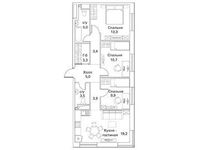 Планировка 4-комнатной квартиры, 81,3 м2