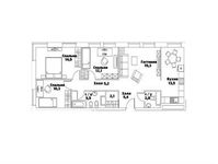 Планировка 4-комнатной квартиры, 93,3 м2