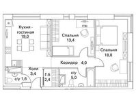 Планировка 3-комнатной квартиры, 70,5 м2