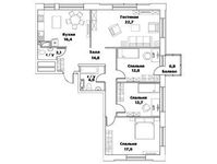 Планировка 4-комнатной квартиры, 104,7 м2