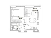 Планировка 1-комнатной квартиры, 42,6 м2