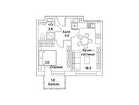 Планировка 1-комнатной квартиры, 40,2 м2
