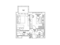 Планировка 1-комнатной квартиры, 40,5 м2
