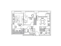 Планировка 2-комнатной квартиры, 60,3 м2