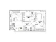 Планировка 2-комнатной квартиры, 70,5 м2