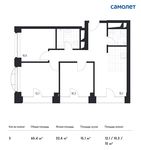 Планировка 3-комнатной квартиры, 65,4 м2