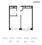 Планировка 1-комнатной квартиры, 38,1 м2