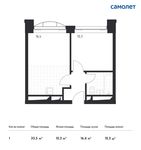 Планировка 1-комнатной квартиры, 33,5 м2