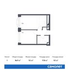 Планировка 1-комнатной квартиры, 36,9 м2