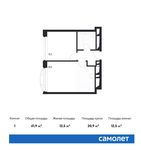Планировка 1-комнатной квартиры, 41,9 м2