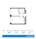 Планировка 1-комнатной квартиры, 38,2 м2