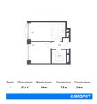 Планировка 1-комнатной квартиры, 37,8 м2