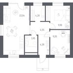 Планировка квартиры студии, 61 м2