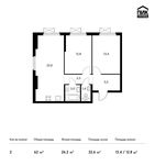 Планировка 2-комнатной квартиры, 62 м2