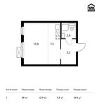 Планировка квартиры студии, 29 м2