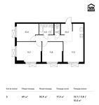 Планировка 3-комнатной квартиры, 69 м2
