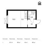 Планировка квартиры студии, 21,7 м2