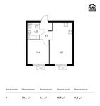 Планировка 1-комнатной квартиры, 39,6 м2
