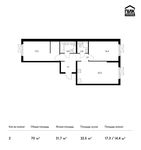 Планировка 2-комнатной квартиры, 70 м2