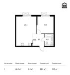 Планировка 1-комнатной квартиры, 46,8 м2